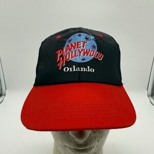 Vintage Planet Hollywood Orlando Snapback Hat Black Red Embroidered Logo Cap